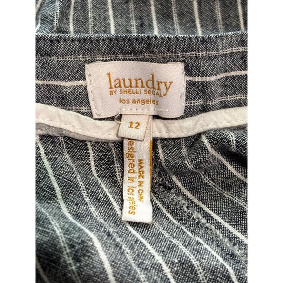 Striped Linen Blend Wide-Leg Pants By Laundry By Shelli Segal Size 12 - Picture 3 of 10